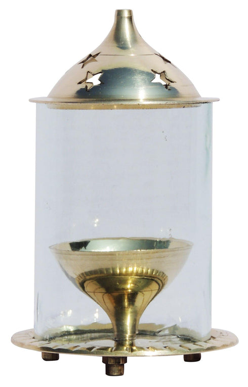 Brass Oil Lamp Deepak With Chimney 0.13kg